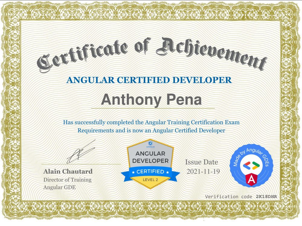 Bref je suis certifié Angular Developer Level 2, à vous !